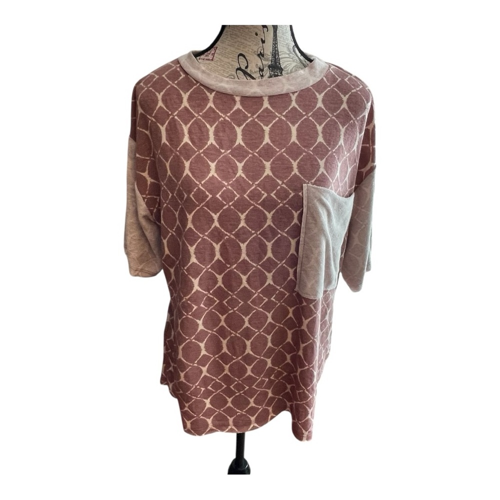NWOT Chic Women's Long Sleeve Top - Mauve and Cream